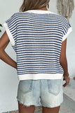 Striped Round Neck Sweater Vest - Trendsi - Flyclothing LLC
