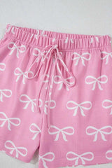 Bowknot Printed Notched T-Shirt and Shorts Set - Trendsi - Flyclothing LLC
