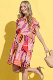 And The Why Printed Double Ruffles Sleeve Dress - Trendsi - Flyclothing LLC