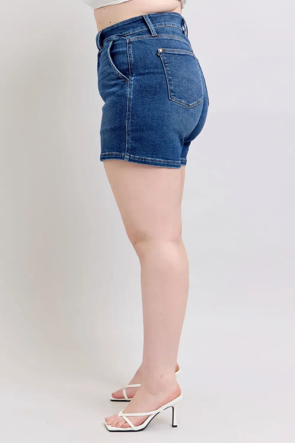 Judy Blue Full Size Double Button Waistband Denim Shorts Plus Size - Trendsi - Flyclothing LLC