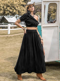 Ruffled Single Shoulder Top and Slit Skirt Set - Trendsi - Flyclothing LLC