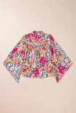 Printed Notched Long Sleeve Blouse - Trendsi - Flyclothing LLC