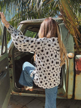 White Wedding Retro Floral Button Up Blouse PREORDER JUNE/JULY 2026 - Lil Bee's Bohemian - Flyclothing LLC