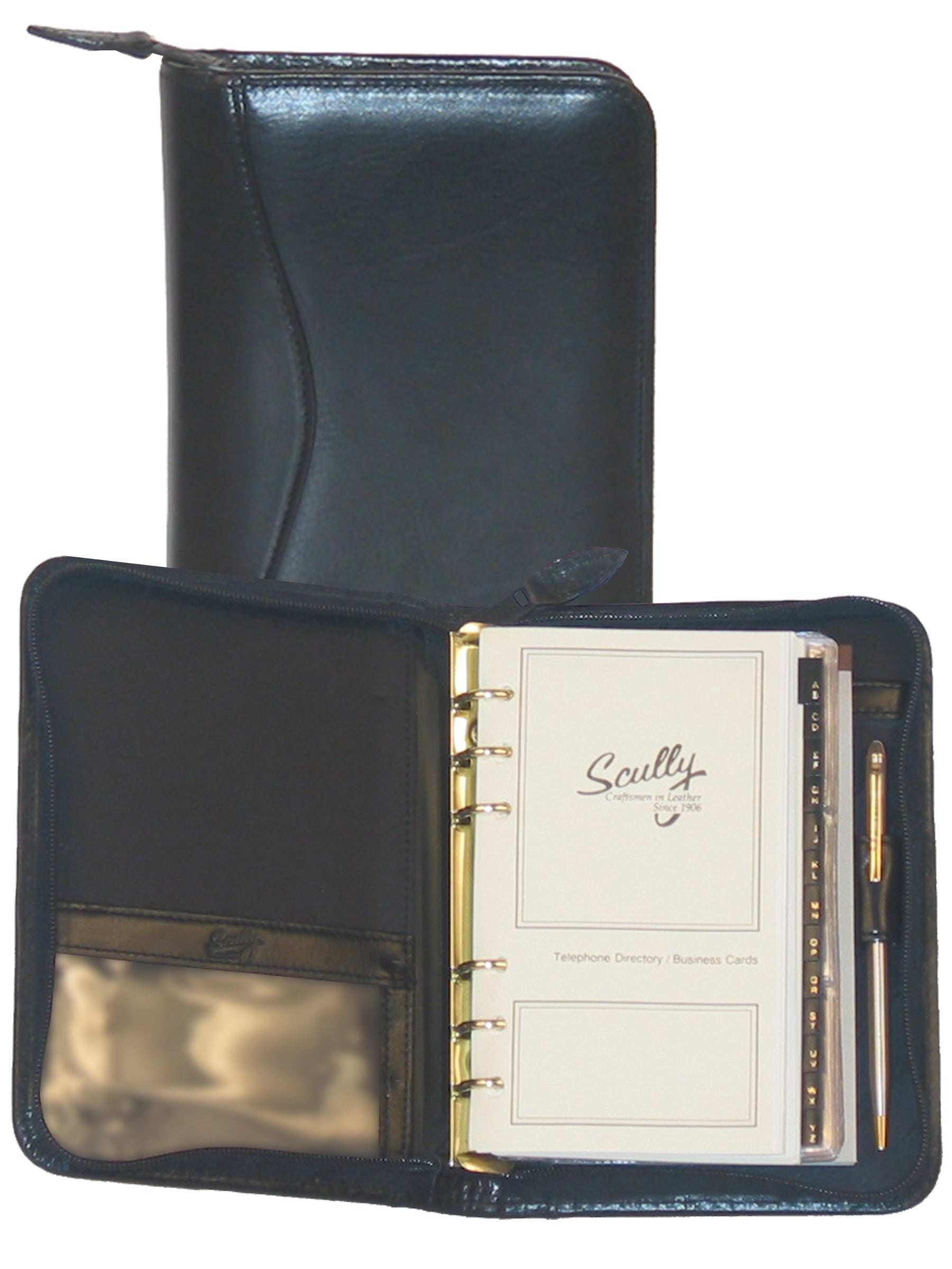 Scully Leather Soft Plonge Leather Black 6 Ring Phone/Address/Business Card - Scully Leather - Flyclothing LLC