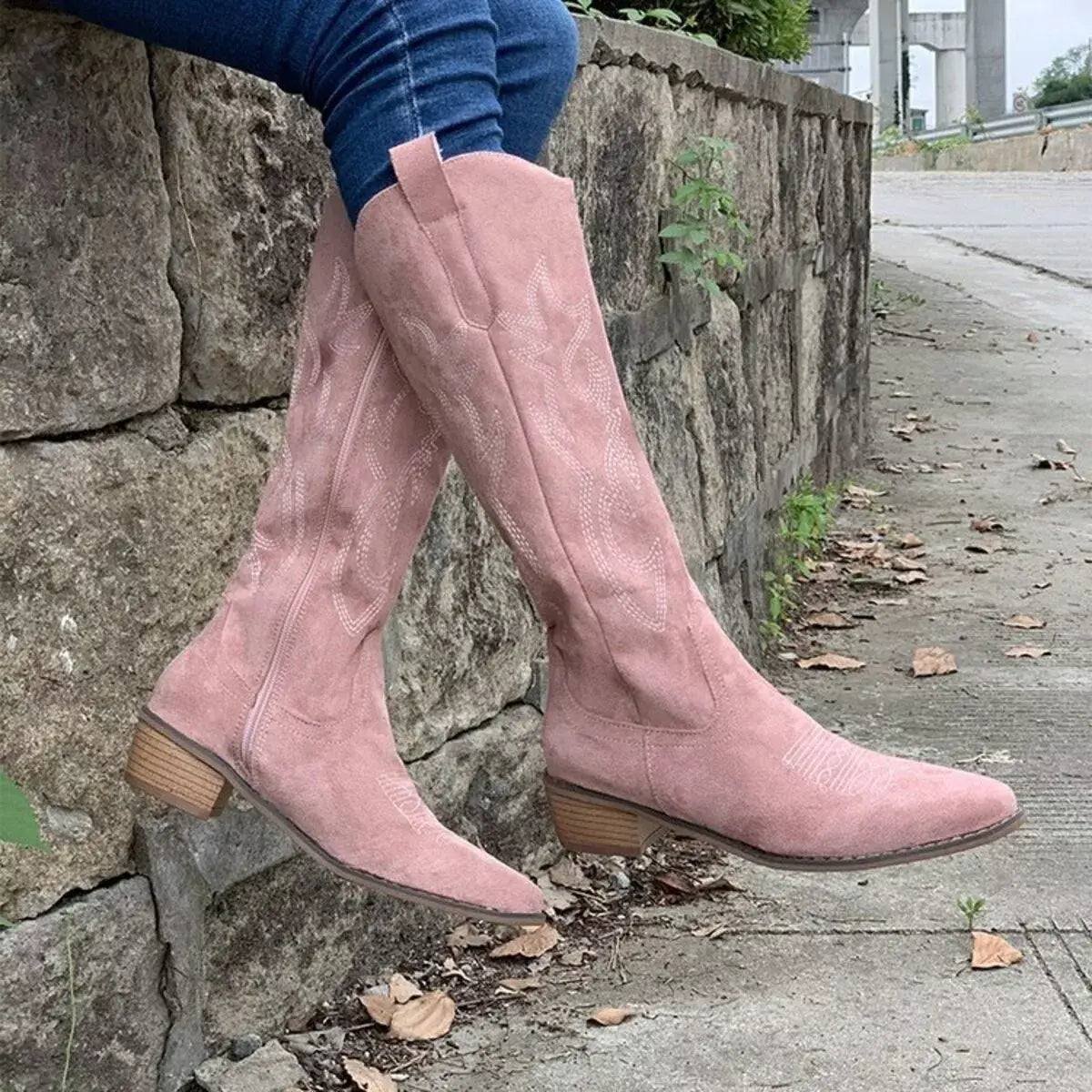 Point Toe Block Heels Boots - Trendsi - Flyclothing LLC