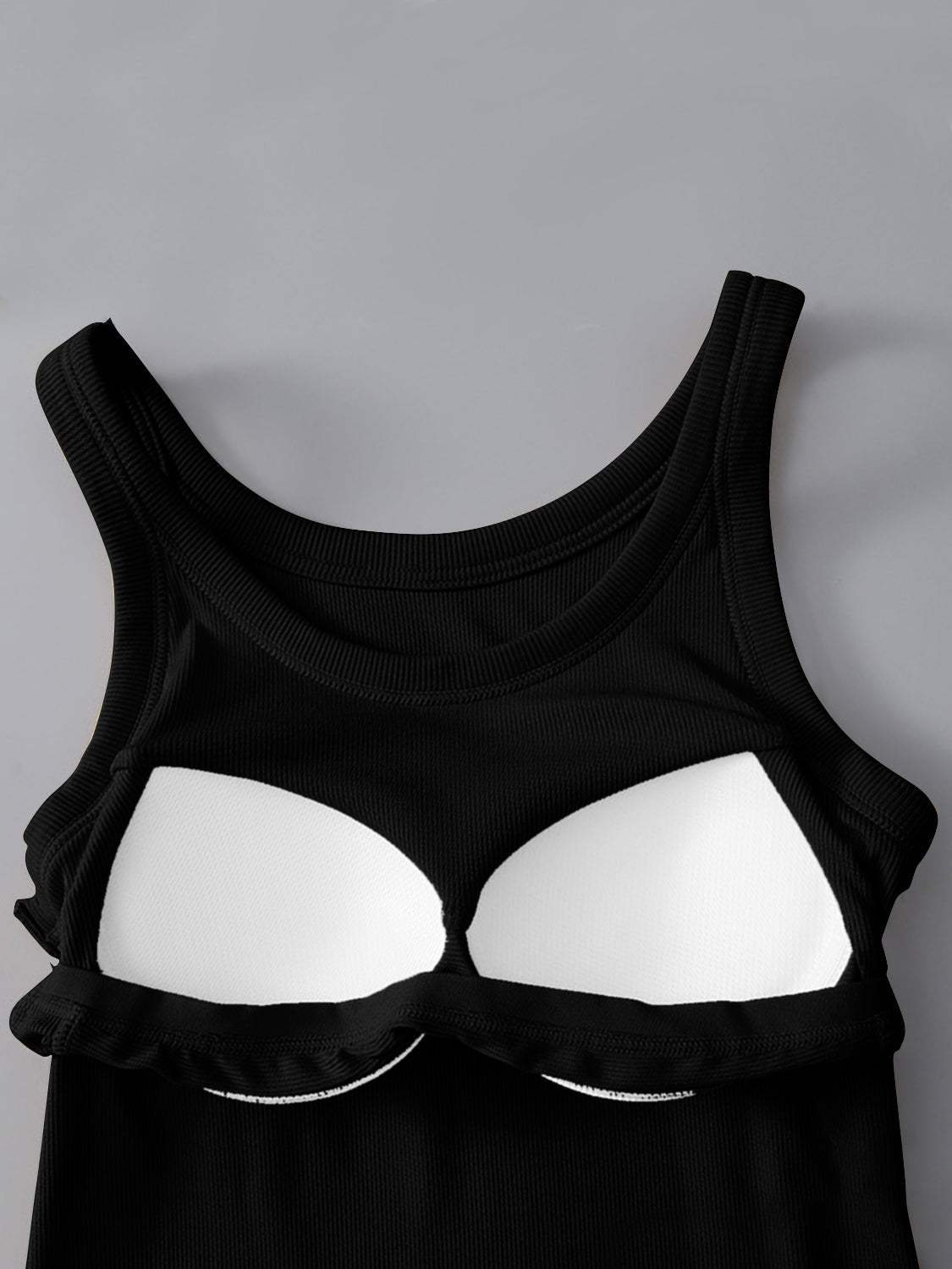 Round Neck Tank with Bra - Trendsi - Flyclothing LLC