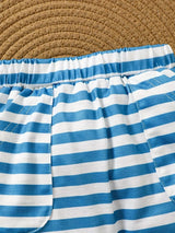 Children's Dinosaur Print Tee & Striped Shorts Set - Trendsi - Flyclothing LLC