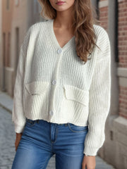 Button Down Long Sleeve Cardigan - Trendsi