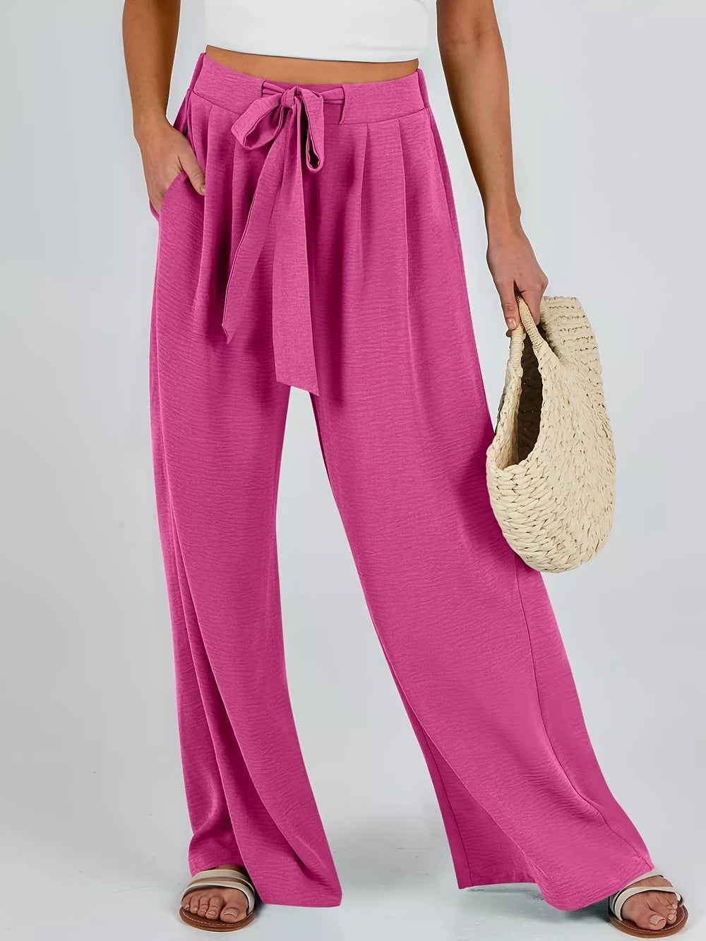 Tied Wide-Leg Pants - Trendsi - Flyclothing LLC