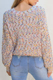 Confetti Round Neck Long Sleeve Sweater - Trendsi - Flyclothing LLC
