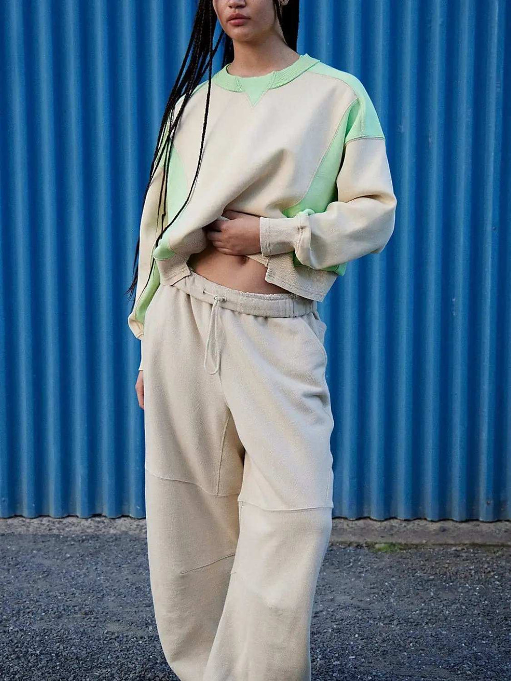 Contrast Round Neck Long Sleeve Sweatshirt - Trendsi - Flyclothing LLC