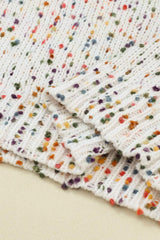 Confetti Round Neck Long Sleeve Sweater - Trendsi - Flyclothing LLC