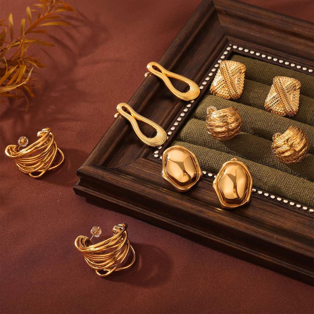 Titanium Steel Geometric Shape Earrings - Trendsi - Flyclothing LLC