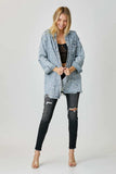 RISEN Distressed Raw Hem Denim Shirt - Trendsi - Flyclothing LLC