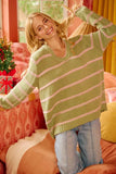 BiBi Striped Long Sleeve Sweater - Trendsi - Flyclothing LLC