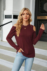 Dropped Shoulder Long Sleeve Blouse - Trendsi - Flyclothing LLC