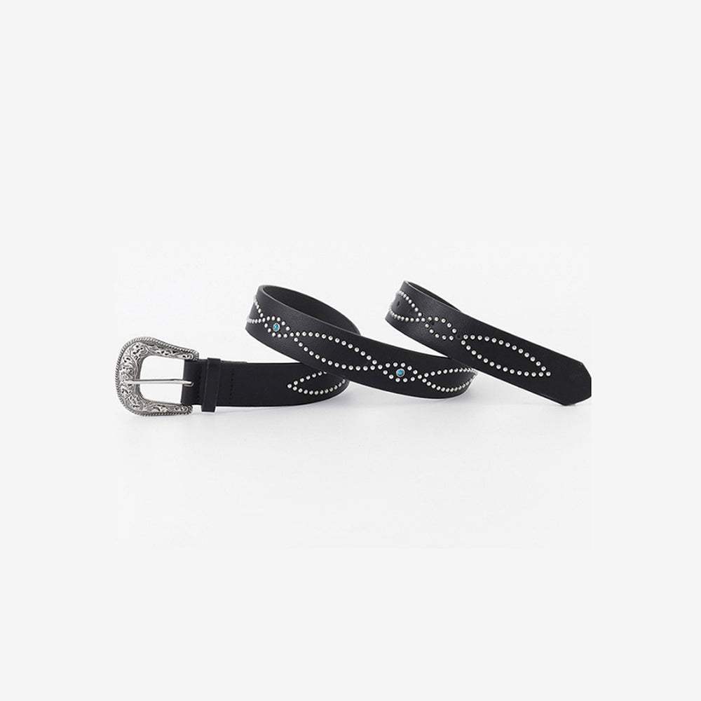 PU Leather Rhinestone Belt - Trendsi - Flyclothing LLC