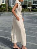Tie Waist Cap Sleeve Maxi Dress - Trendsi