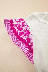 Ruffled Round Neck Cap Sleeve Blouse - Trendsi - Flyclothing LLC