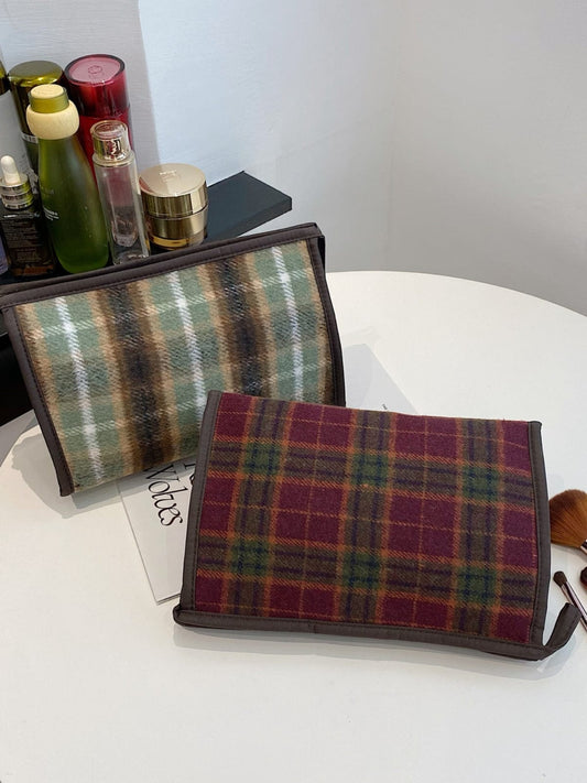 Contrast Plaid Clutch with Zipper - Trendsi