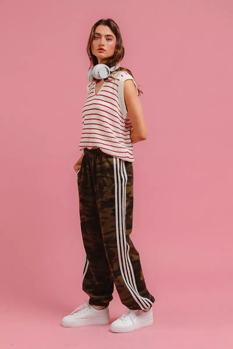 BiBi Side Lines Camouflage Track Pants - Trendsi - Flyclothing LLC