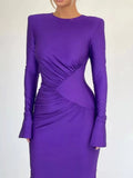 Ruched Long Sleeve Bodycon Maxi Dress - Trendsi - Flyclothing LLC
