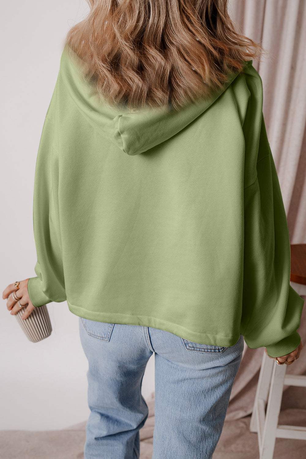 Pocketed Half Zip Dropped Shoulder Hoodie - Trendsi - Flyclothing LLC