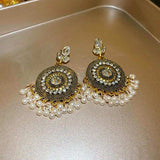 Rhinestone Alloy Bead Dangle Earrings - Trendsi - Flyclothing LLC