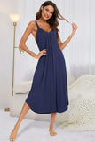 V-Neck Midi Lounge Dress - Trendsi - Flyclothing LLC