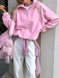 Quarter Zip Long Sleeve Sweatshirt - Trendsi - Flyclothing LLC