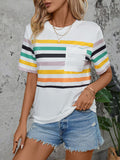 Striped Round Neck Short Sleeve T-Shirt - Trendsi