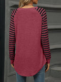 Striped Round Neck Long Sleeve T-Shirt - Trendsi