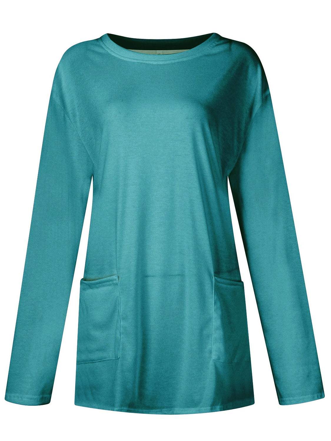 Full Size Pocketed Round Neck Long Sleeve T-Shirt - Trendsi - Flyclothing LLC