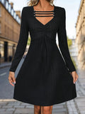 Cutout Long Sleeve Knee Length Dress - Trendsi