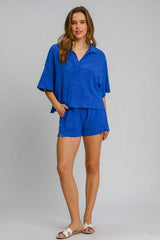 Umgee Floral Elastic Waist Jacquard Shorts with Pockets - Trendsi - Flyclothing LLC