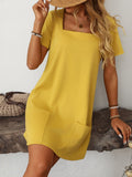 Mandy Square Neck Short Sleeve Mini Dress - Trendsi