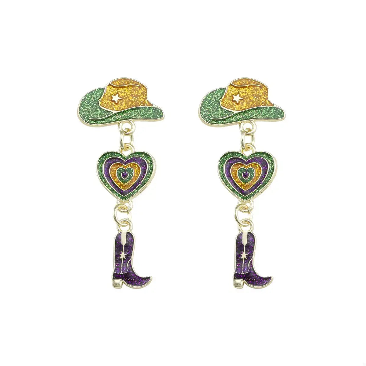 Cowboy Hat Boot Dangle Earrings - Trendsi - Flyclothing LLC