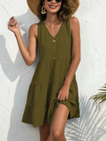 V-Neck Sleeveless Mini Tank Dress - Trendsi