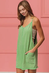 BiBi Vintage Washed V-Neck Overalls with Pockets - Trendsi - Flyclothing LLC