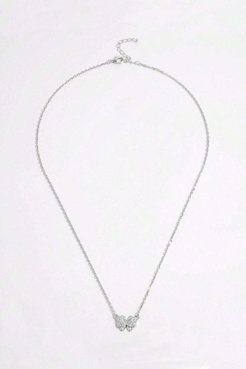 925 Sterling Silver Zircon Butterfly Pendant Necklace - Trendsi - Flyclothing LLC