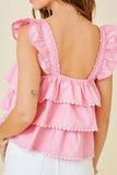 Tiered Heart Trim Square Neck Top - Trendsi