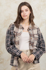 Plaid Collared Neck Button Up Long Sleeve Shirt - Trendsi