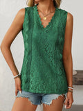 Mandy Lace V-Neck Tank - Trendsi