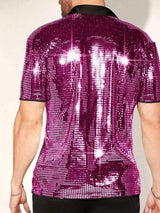 Men's Sequin Button Up Shirt - Trendsi - Flyclothing LLC