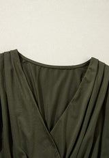 Ruched Surplice Long Sleeve Bodysuit - Trendsi - Flyclothing LLC