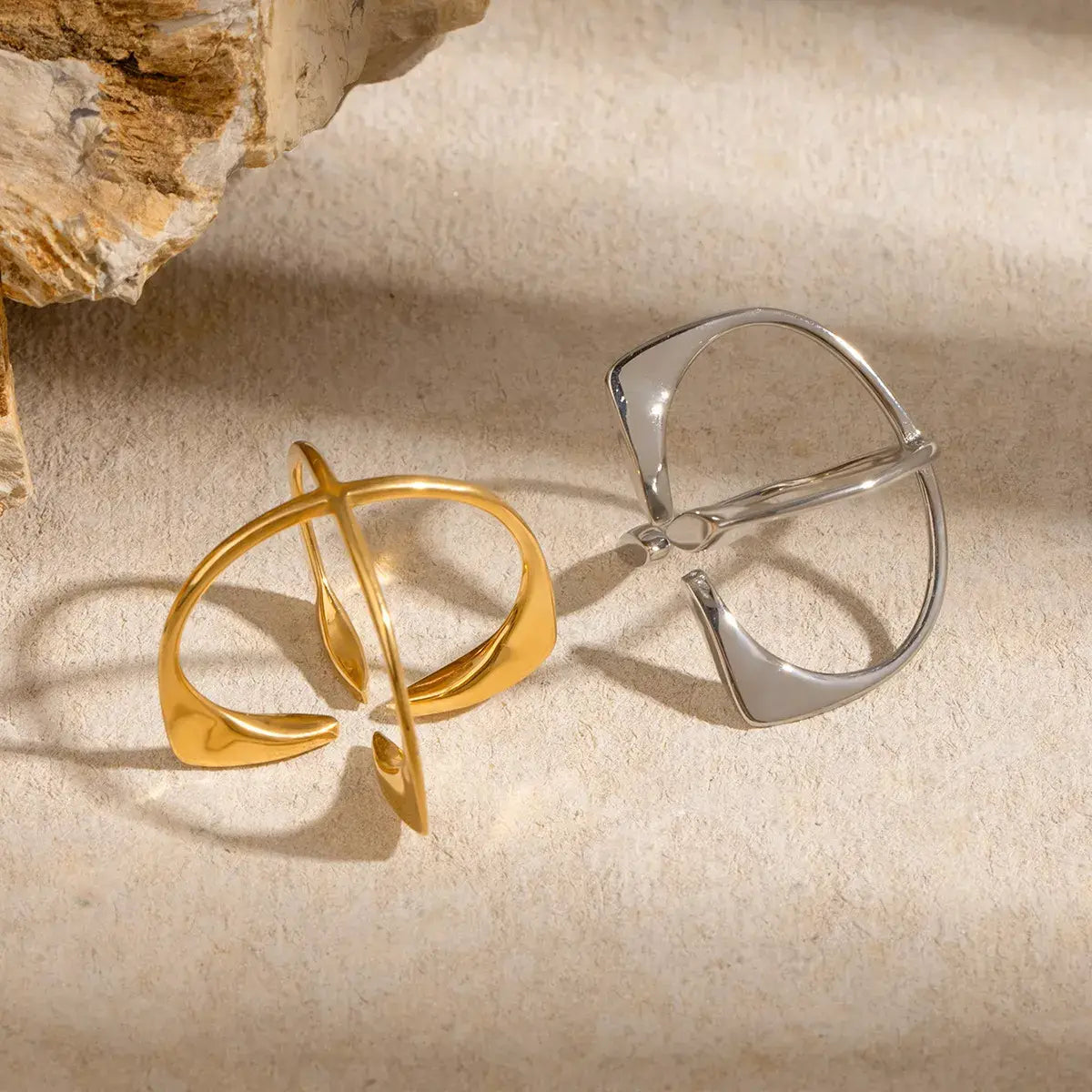 Stainless Steel Crisscross Open Ring - Trendsi - Flyclothing LLC