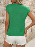 Round Neck Cap Sleeve Knit Top - Trendsi - Flyclothing LLC