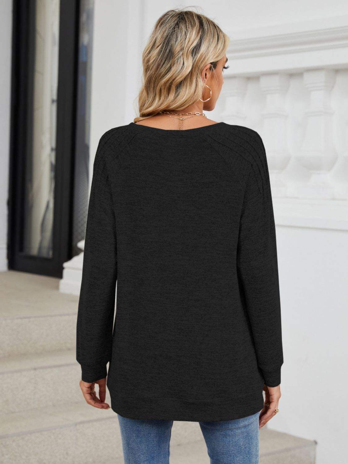 Round Neck Long Sleeve T-Shirt - Trendsi - Flyclothing LLC