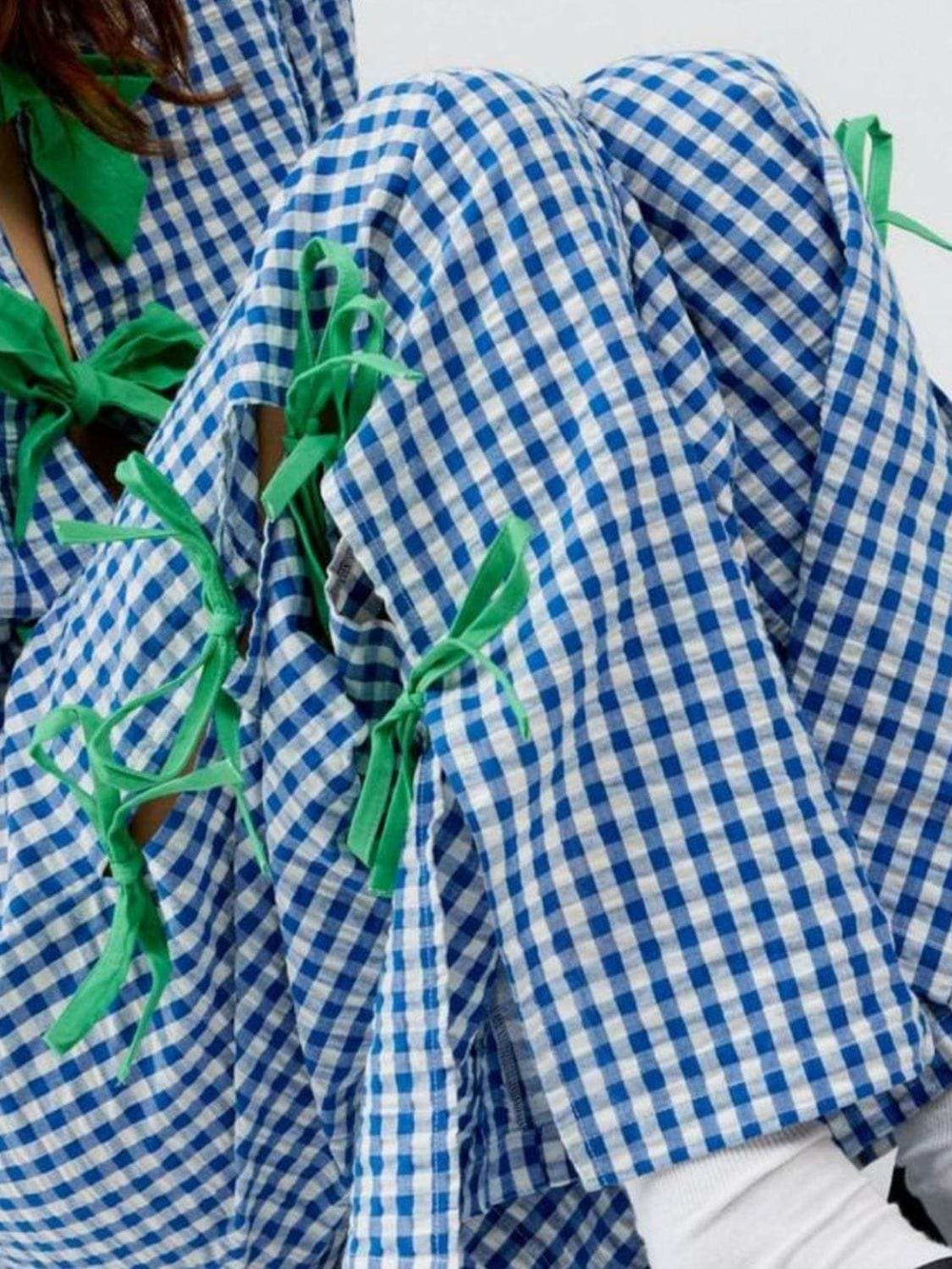 Side Tied Plaid Pants - Trendsi - Flyclothing LLC