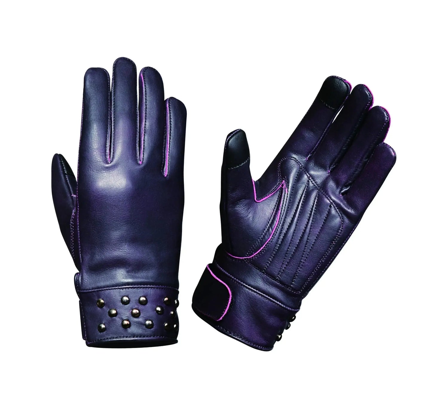 Ladies Purple Full Finger Gloves - Unik Just for Bikers - Flyclothing LLC